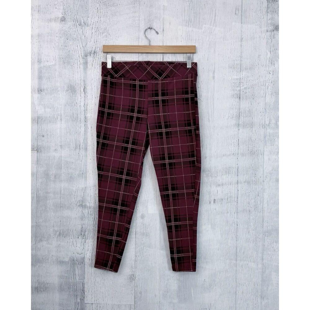 Torrid Legging Pants Women’s 1 / (14-16) Maroon Plaid Check Skinny Ankle Pull On